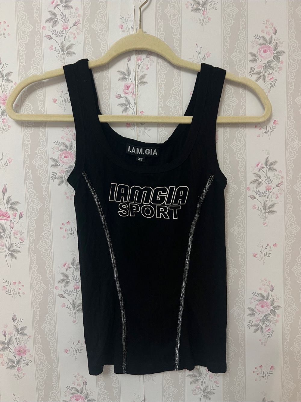 I.AM.GIA Black Sport Logo Tank Top
